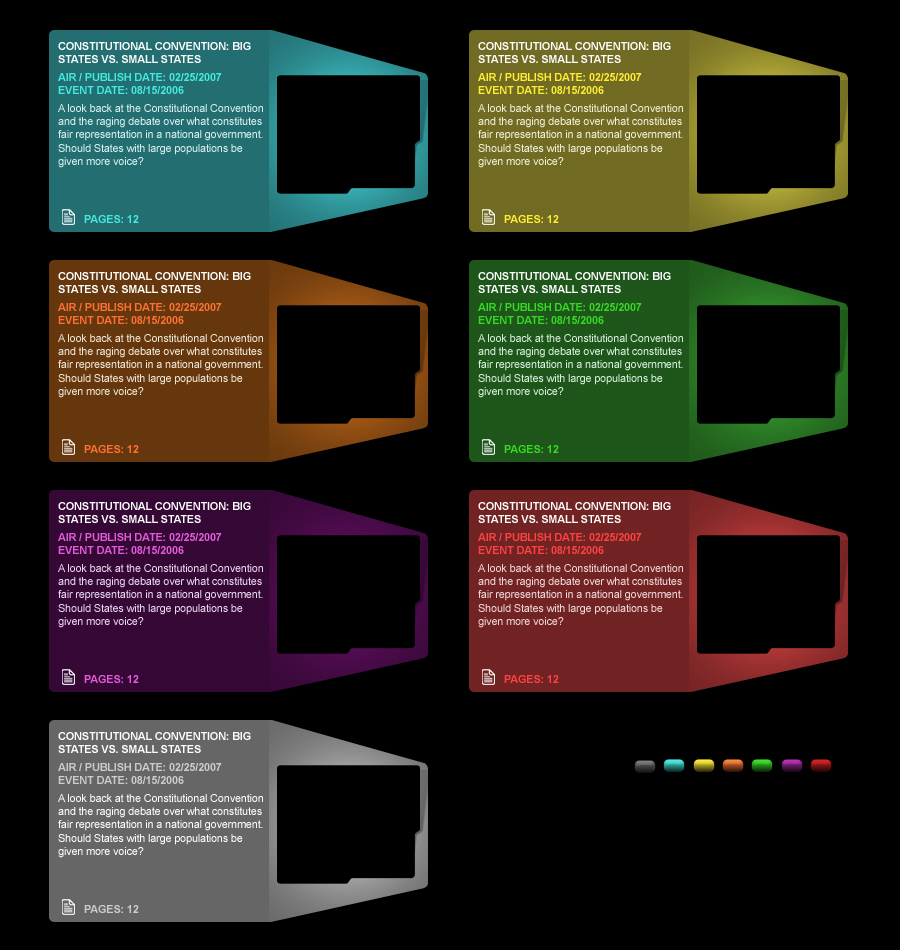 iCue.com - cue card rollover image examples and color palette